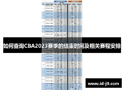 如何查询CBA2023赛季的结束时间及相关赛程安排 如何查询CBA2023赛季的结束时间及相关赛程安排
